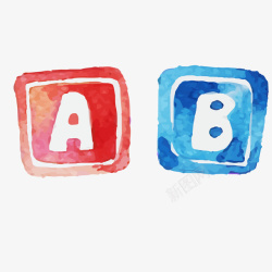 字母ABC方块水彩手绘儿童字母积木矢量图高清图片