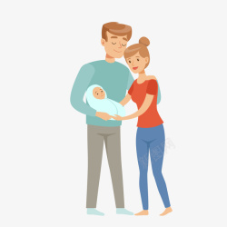 三口之家真人抱着婴儿的父母高清图片