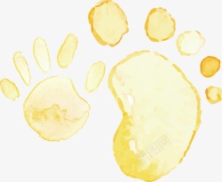 新生儿脚印水彩水墨卡通婴儿手印脚印高清图片
