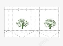纸袋设计图素材展开图上的绿树高清图片