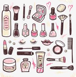 女性保养化妆品手绘女性化妆品高清图片