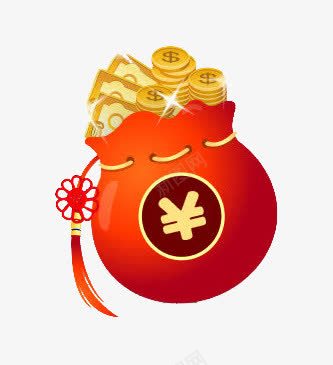 红包装饰元素png免抠素材_新图网 https://ixintu.com 中国结 手绘 福袋 纸币 金币 金币符号