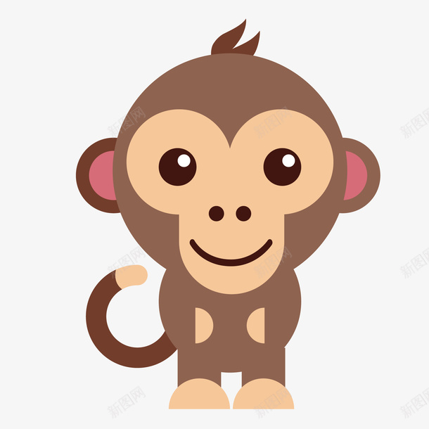 扁平化猴子png免抠素材_新图网 https://ixintu.com 动物 动物插画 卡通动物 可爱动物 小动物 扁平化 猴子