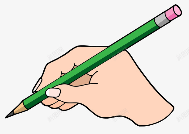 手拿绿色铅笔png免抠素材_新图网 https://ixintu.com 书写 写 写字 学习 手 拿着 拿笔 握笔 握笔姿势 笔 签字 记录 铅笔