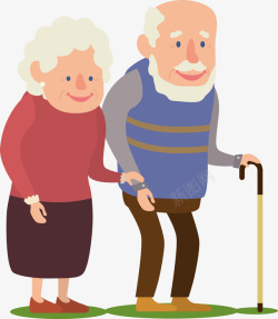 卡通输液的老头重阳节老爷爷和老奶奶矢量图高清图片