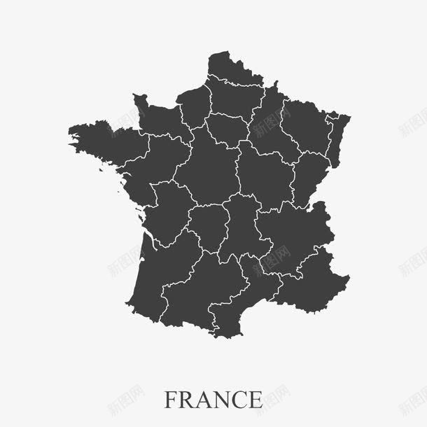 黑色法国地图png免抠素材_新图网 https://ixintu.com 国家 国家地理 地图 地理 法国