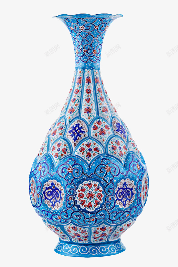 蓝色彩绘花纹的花瓶古代器物实物png图片免费下载 素材7nmqkgwek 新图网