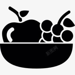 苹果碗苹果和葡萄放在碗里图标高清图片