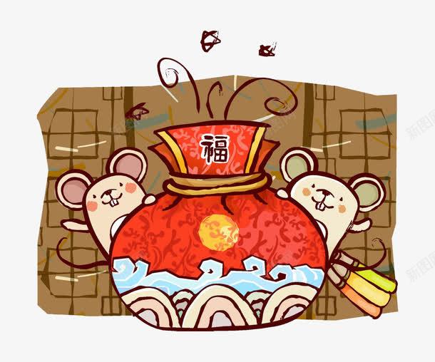 卡通春节福袋png免抠素材_新图网 https://ixintu.com 春节 祝福 福袋 老鼠