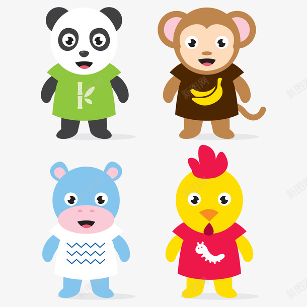 卡通动物合集png免抠素材_新图网 https://ixintu.com 动物 卡通 大图网 小鸡 熊猫 猴子 矢量动物
