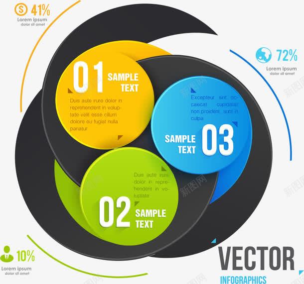 彩色立体圆环图表png免抠素材_新图网 https://ixintu.com 商务 圆环图表 彩色立体 数字 数据 立体