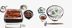 天丝被子海报手绘美味日本料理矢量图高清图片
