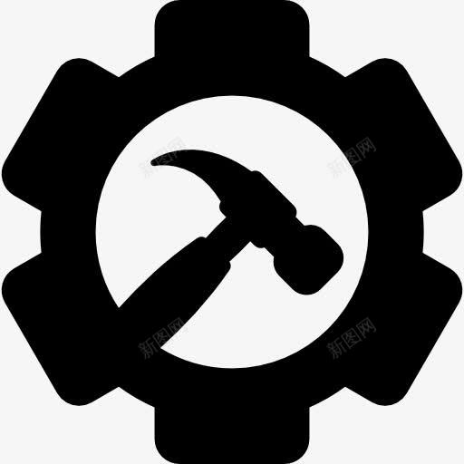 设置与锤图标png_新图网 https://ixintu.com 安装 工具 选项 锤子 齿轮