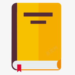 黄色的书一本黄色的夹着书签的书高清图片