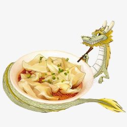 中国饺子手绘画片素材