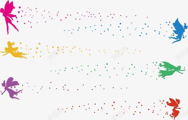 小仙女矢量图ai免抠素材_新图网 https://ixintu.com 彩色精灵 精灵 飞舞的小仙女 魔法 矢量图