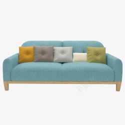 布艺沙发免抠PNG元素蓝色北欧风沙发高清图片