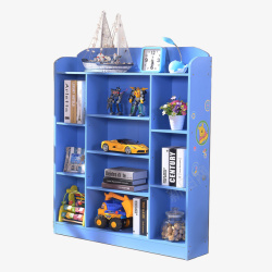 简易儿童储物柜子蓝色儿童简易书架高清图片