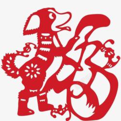 2018年圆形剪纸背景狗年剪纸高清图片