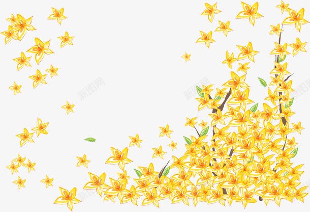 春天黄色线条花朵装饰png免抠素材_新图网 https://ixintu.com 春天 线条 花朵 装饰 黄色