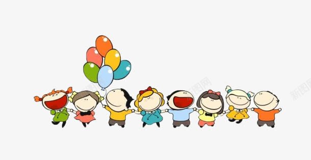 拿气球的孩子们png免抠素材_新图网 https://ixintu.com 卡通 可爱 小孩 装饰 设计元素