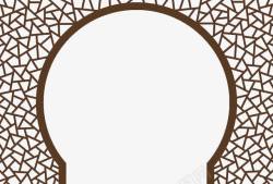 圆形褐色中式镂空拱门高清图片