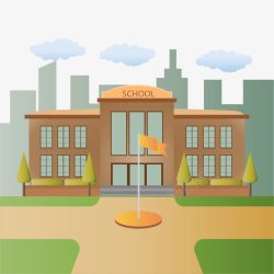 城市插图观察学校建筑说明矢量图高清图片
