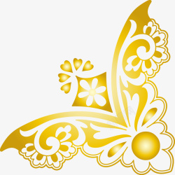 一串金色的花花纹欧式金属质感装饰图矢量图高清图片