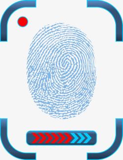 指纹加密蓝色指纹加密扫描矢量图高清图片