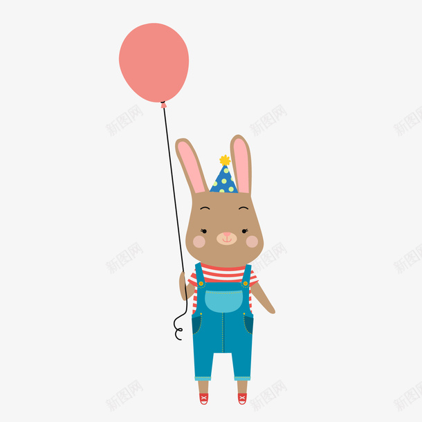 拿着气球的可爱兔子png免抠素材_新图网 https://ixintu.com 卡通兔子 卡通动物 可爱兔子 小兔子 红色气球 背景装饰