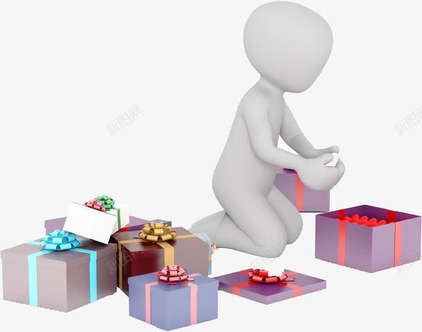 玩礼物盒的商务小人png免抠素材_新图网 https://ixintu.com 几何 卡通小人 可爱 商务人物 礼品盒 礼物 立体