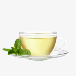 饮茶文化杯子里泡好的绿茶高清图片