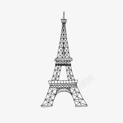 黑色旅游巴黎铁塔手绘矢量图高清图片