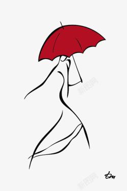 线条雨伞创意女生高清图片