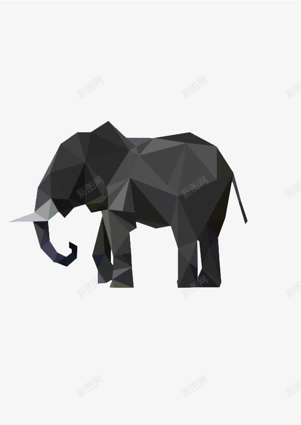 扁平化折纸大象png免抠素材_新图网 https://ixintu.com 几何 创意 创意设计 卡通大象 多边形 大象 大象图片 扁平化 折纸 折纸大象 黑灰色