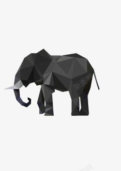 灰色象扁平化折纸大象高清图片