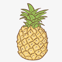 绿叶菠萝卡通手绘黄色的菠萝高清图片