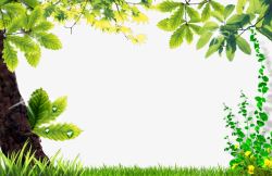 树叶太极图形绿色边框高清图片
