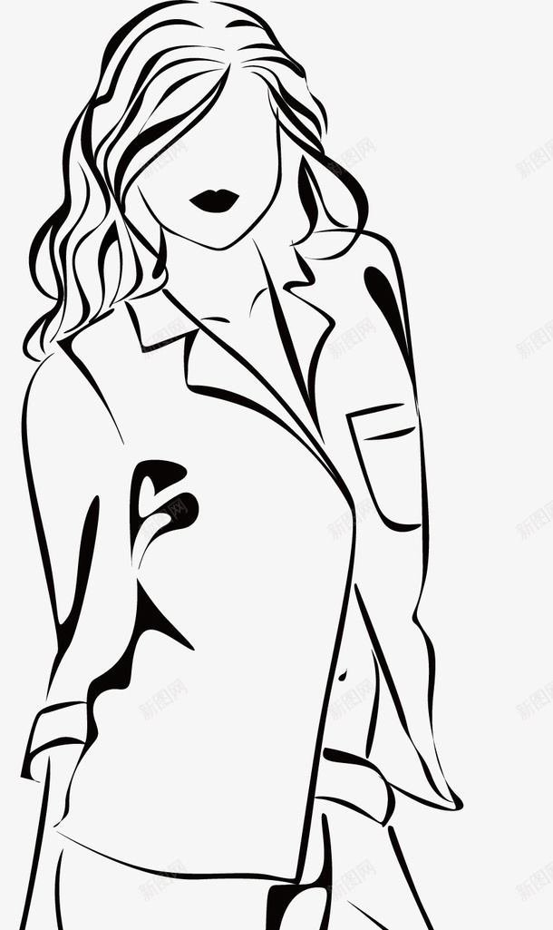 手绘线描时尚美女图标png_新图网 https://ixintu.com 剪影 女性 女性人物 性感 手绘 时尚 时尚女人 时尚性感 模特 美女