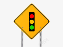 黄绿灯牌子红绿灯三角形黄色警告牌实物高清图片