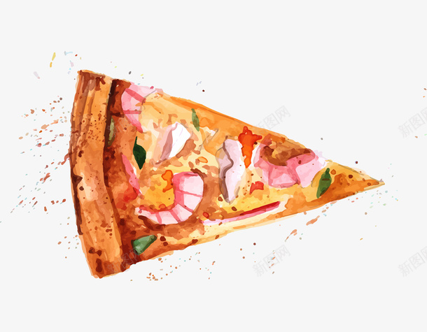 手绘卡通一片大虾披萨png免抠素材_新图网 https://ixintu.com 一片披萨 卡通美食封面设计 广告设计 海报设计 美食 美食海报设计 西式快餐