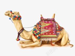 彩色沙漠手绘沙漠骆驼高清图片