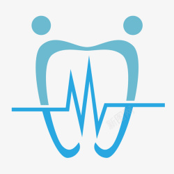矢量医院牙齿标蓝色心电图牙齿标志矢量图图标高清图片