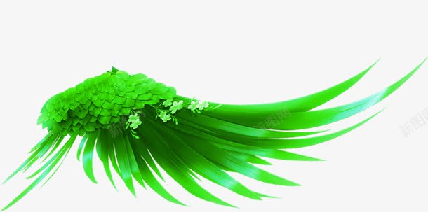 绿色植物小草翅膀装饰png免抠素材_新图网 https://ixintu.com 绿色植物 翅膀 装饰 鲜嫩的小草