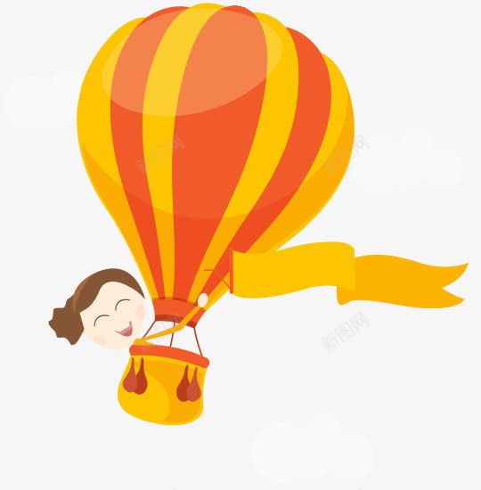 热气球png免抠素材_新图网 https://ixintu.com 人物 卡通 彩带 彩旗 扁平 气球 热气球 空气球