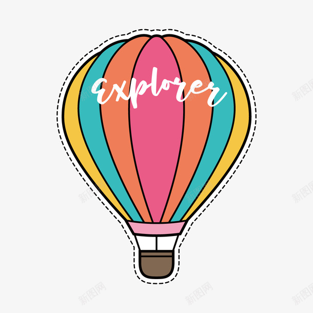 彩色热气球矢量图ai免抠素材_新图网 https://ixintu.com 圆弧 平面 弧度 彩色 热气球 线稿 飞翔 矢量图