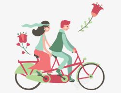 情侣郊游野餐花朵自行车高清图片