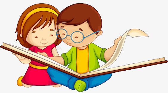 看书png免抠素材_新图网 https://ixintu.com 小女孩 小男孩 开学季 正太 看书 读书