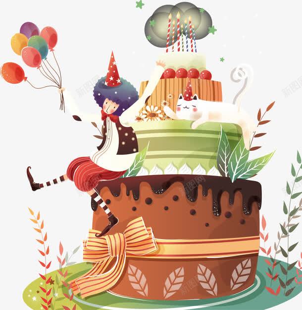 蛋糕png免抠素材_新图网 https://ixintu.com 卡通 卡通蛋糕 可爱 小男孩 手绘 正太 气球 猫咪 男孩 蛋糕 蜡烛 蝴蝶结