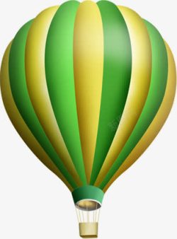 绿色卡通清爽条纹热气球素材